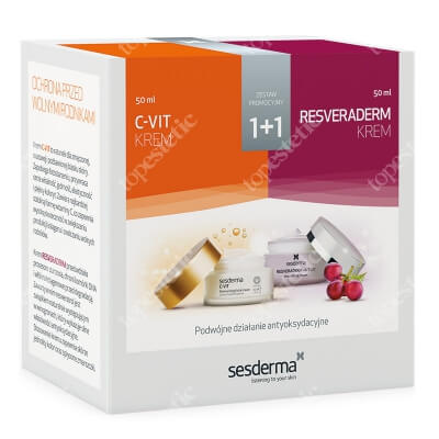 Sesderma C-VIT Moisturizing Facial Cream + Resveraderm Facial Cream ZESTAW Krem nawilżający 50 ml + Krem przeciwstarzeniowy 50 ml Kartonik