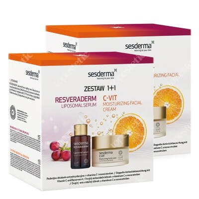 Sesderma C-VIT Moisturizing Facial Cream + Resveraderm Liposomal Serum Kartonik x 2 ZESTAW Krem nawilżający 50 ml + Serum liposomowe 30 ml x 2