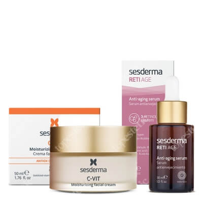 Sesderma C-VIT Moisturizing Facial Cream + Reti Age serum ZESTAW Krem nawilżający 50 ml + Serum przeciwzmarszczkowe 30 ml