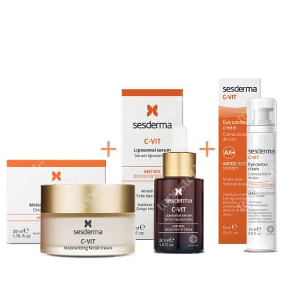 Sesderma C-VIT Moisturizing Facial Cream, Serum, Eye Contour Cream ZESTAW Krem nawilżający 50 ml + Serum liposomowe 30 ml + Krem pod oczy 15 ml