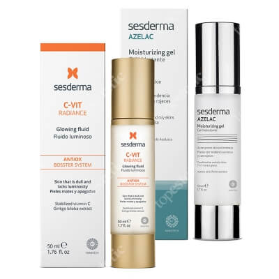 Sesderma C-VIT Radiance + Azelac Moisturizing Gel ZESTAW Krem rozświetlający 50 ml + Żel nawilżający do twarzy 50 ml