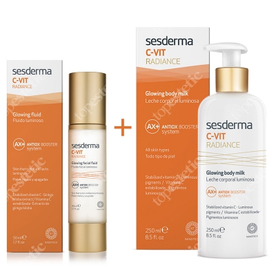 Sesderma C-VIT Radiance + C-VIT Radiance Glowing Body Milk ZESTAW Krem rozświetlający 50 ml + Rozświetlające mleczko do ciała 250 ml