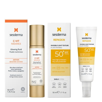 Sesderma C-VIT Radiance + Repaskin Fluido Invisible SPF 50+ New ZESTAW Krem rozświetlający 50 ml + Emulsja 50 ml