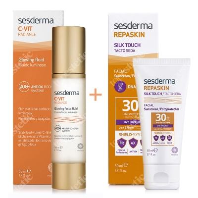 Sesderma C-VIT Radiance + Repaskin Silk Touch SPF 30 ZESTAW Krem rozświetlający 50 ml + Wysoka ochrona przeciwsłoneczna SPF 30 50 ml