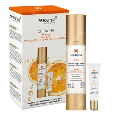 Sesderma C Vit Revitalizing Gel Cream + C-VIT Eye Contour Cream ZESTAW Krem - żel do cery tłustej 50 ml + Krem pod oczy 15 ml + Kartonik