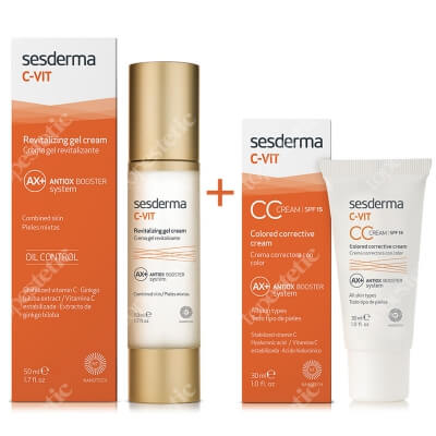 Sesderma C Vit Revitalizing Gel Cream + CC Cream SPF 15 ZESTAW Krem żel 50 ml + Krem CC z ochroną 30 ml