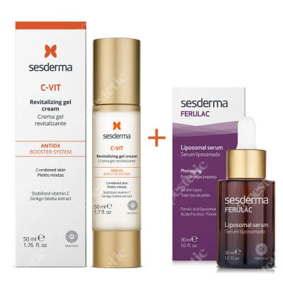 Sesderma C Vit Revitalizing Gel Cream + Ferulac Liposomal Serum ZESTAW Krem żel 50 ml + Serum liposomowe 30 ml