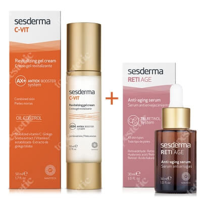 Sesderma C Vit Revitalizing Gel Cream + Reti Age Serum ZESTAW Krem żel 50 ml + Serum przeciwzmarszczkowe 30 ml