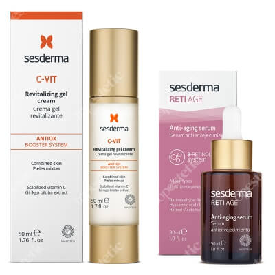 Sesderma C Vit Revitalizing Gel Cream + Reti Age Serum ZESTAW Krem żel 50 ml + Serum przeciwzmarszczkowe 30 ml