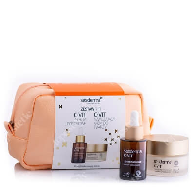 Sesderma C-VIT Serum + Moisturizing Facial Cream ZESTAW Serum liposomowe 30 ml + Krem nawilżający 50 ml + Kosmetyczka