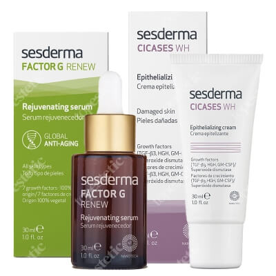 Sesderma Cicases WH + Factor G - Rejuvenating Serum ZESTAW Krem regenerujący i przyspieszający regenerację skóry 30 ml + Serum regenerujące z pęcherzykami lipidowymi 30 ml