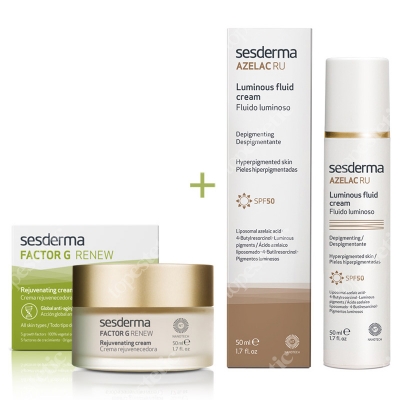 Sesderma Factor G Rejuvenating Cream + Azelac RU Luminous Fluid Cream ZESTAW Regenerujący krem przeciwstarzeniowy 50 ml + Emulsja rozświetlająca SPF 50 50 ml