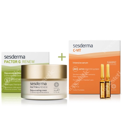 Sesderma Factor G - Rejuvenating Cream + C-VIT Intensive Serum ZESTAW Regenerujący krem przeciwstarzeniowy 50 ml + Intensywne Serum 12% Ampułki 5 x 2 ml