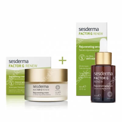 Sesderma Factor G Rejuvenating Cream + Factor G Rejuvenating Serum ZESTAW Regenerujący krem przeciwstarzeniowy 50 ml + Serum z pęcherzykami lipidowymi 30 ml