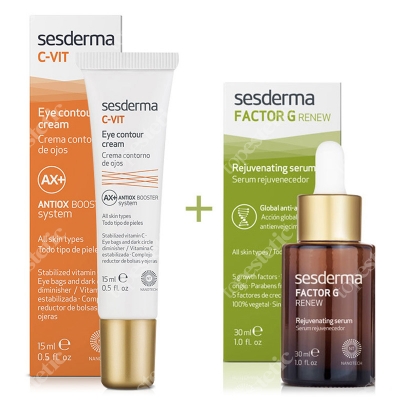 Sesderma Factor G - Rejuvenating Serum + C-VIT Eye Contour Cream ZESTAW Serum z pęcherzykami lipidowymi 30 ml + Krem pod oczy 15 ml