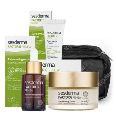 Sesderma Factor G Set ZESTAW Serum z pęcherzykami lipidowymi 30 ml + Regenerujący krem przeciwstarzeniowy 50 ml + Krem pod oczy 15 ml + Czarna, duża 1 szt
