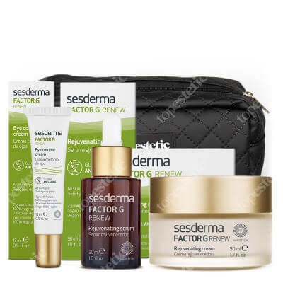 Sesderma Factor G Set ZESTAW Serum z pęcherzykami lipidowymi 30 ml + Regenerujący krem przeciwstarzeniowy 50 ml + Krem pod oczy 15 ml + Czarna, duża 1 szt