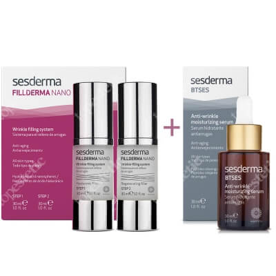Sesderma Fillderma Nano + BTSeS ZESTAW System wypełniania zmarszczek 30+30 ml + Nawilżające serum przeciwzmarszczkowe 30 ml