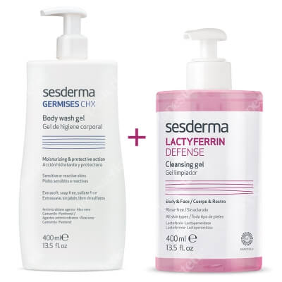 Sesderma Germises CHX Body Wash Gel + Lactyferrin Defense Cleansing Gel ZESTAW Higiena Ciała 400 ml + Żel Oczyszczający 400 ml