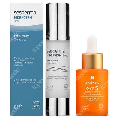 Sesderma Hidraderm Hyal + C-VIT 5 Liposomal Serum ZESTAW Krem do twarzy 50 ml + Serum do twarzy z witaminą C 30 ml