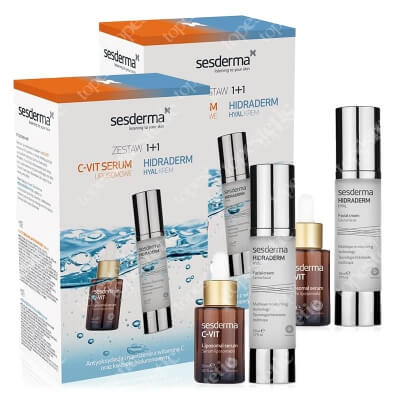 Sesderma Hidraderm Hyal + C-VIT Liposomal Serum x 2 ZESTAW Krem do twarzy 50 ml + Serum liposomowe 30 ml Kartonik x 2