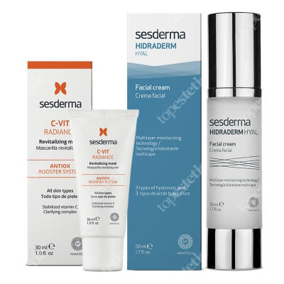 Sesderma Hidraderm Hyal + C-VIT Radiance ZESTAW Krem do twarzy 50 ml + Rewitalizująca maska 30 ml