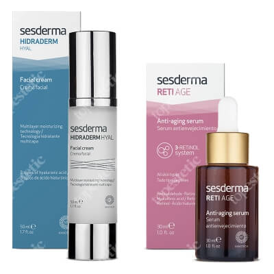 Sesderma Hidraderm Hyal Cream + Reti Age Serum ZESTAW Krem do twarzy 50 ml + Serum przeciwzmarszczkowe 30 ml