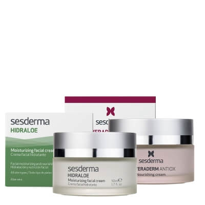 Sesderma Hidraloe + Resveraderm Facial Cream ZESTAW Nawilżający krem do twarzy 50 ml + Krem przeciwstarzeniowy 50 ml