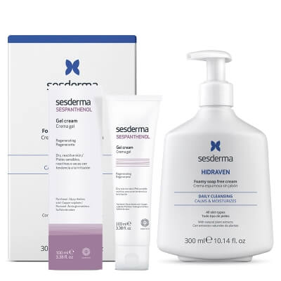 Sesderma Hidraven + Sespanthenol ZESTAW Pienisty krem 300 ml + Krem - Żel 100 ml