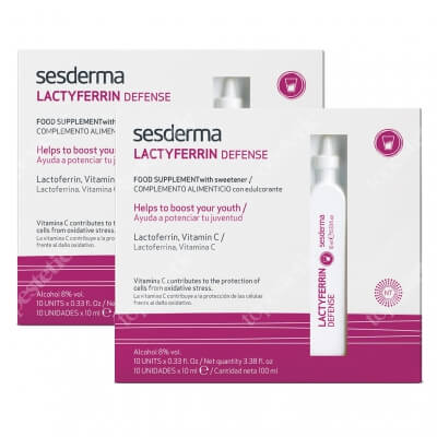 Sesderma Lactyferrin Food Supplement With Sweetener x 2 ZESTAW Ampułki 10 x 10 mlAmpułki 10 x 10 ml