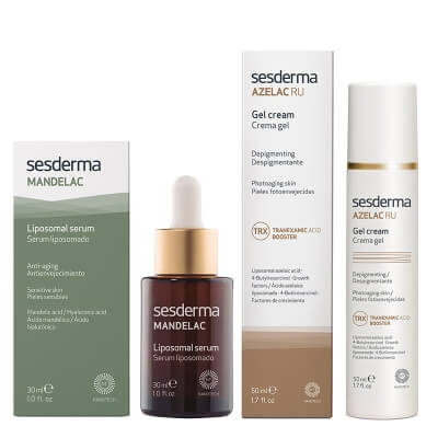 Sesderma Mandelac Liposomal Serum + Azelac RU Gel Cream ZESTAW Serum przeciwstarzeniowo - nawilżające 30 ml + Krem-Żel depigmentujący 50 ml