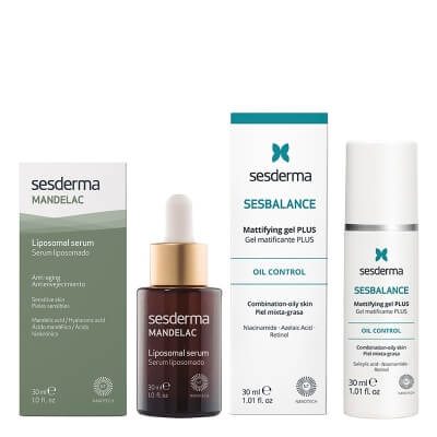 Sesderma Mandelac Liposomal Serum + Sesbalance Mattifying Gel Plus ZESTAW Serum liposomowe 30 ml + Żel matujący na noc 30 ml