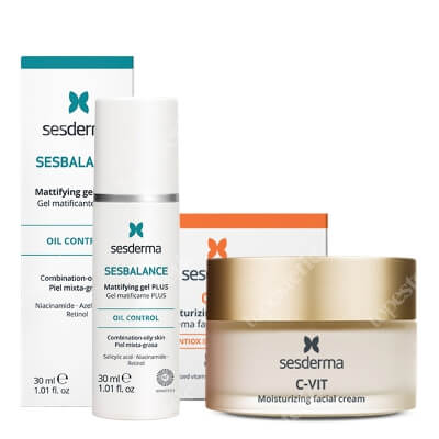 Sesderma Mattifying Serum + C-VIT Moisturizing Facial Cream ZESTAW Serum matujące, regulujące wydzielanie sebum z retinolem 30 ml + Krem nawilżający 50 ml