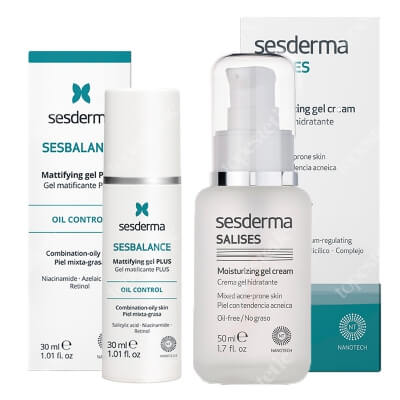 Sesderma Mattifying Serum + Salises ZESTAW Serum matujące, regulujące wydzielanie sebum z retinolem 30 ml + Krem-żel nawilżający 50 ml