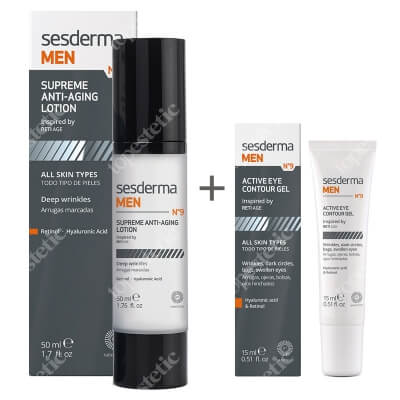 Sesderma MEN N9 Supreme Anti-Aging Lotion + Active Eye Contour Gel ZESTAW Krem przeciwzmarszczkowy do twarzy 50 ml + Żel pod oczy 15 ml