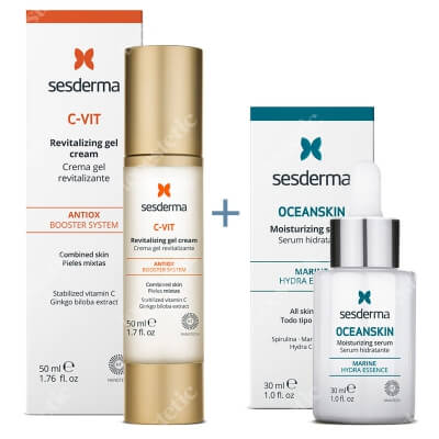 Sesderma Oceanskin Moisturizing Serum + C Vit Revitalizing Gel Cream ZESTAW Serum nawilżające 30 ml + Krem żel 50 ml