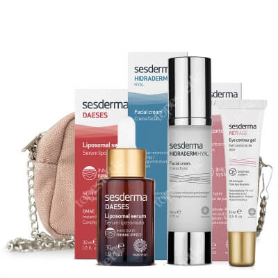 Sesderma Pielęgnacja Ujędrniająca Skóry Dojrzałej ZESTAW Serum liposomowe liftingujące 30 ml + Krem do twarzy 50 ml + Żel kontur oczu 15 ml + Kosmetyczka 1 szt