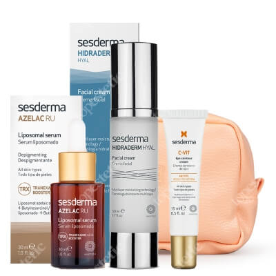 Sesderma Pielęgnacja Nawilżająco - Rozświetlająca ZESTAW Serum liposomowe 30 ml + Krem do twarzy 50 ml + Krem pod oczy 15 ml + Kosmetyczka 1 szt