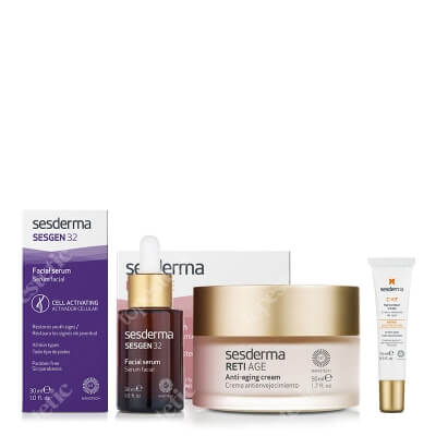 Sesderma Pielęgnacja Odmładzająca ZESTAW Serum aktywujące komórki 30 ml + Krem przeciwzmarszczkowy 50 ml + Krem pod oczy 15 ml