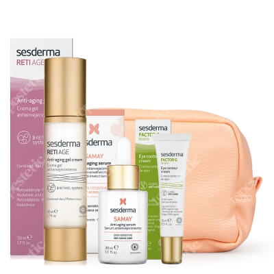 Sesderma Pielęgnacja Przeciwstarzeniowa ZESTAW Krem-żel przeciwstarzeniowy 50 ml + Serum przeciwstarzeniowe 30 ml + Krem pod oczy 15 ml + Kosmetyczka 1 szt