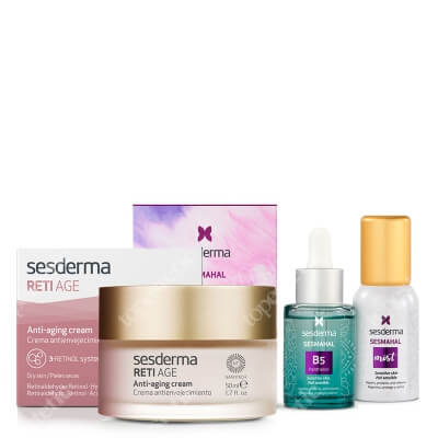 Sesderma Pielęgnacja Przeciwstarzeniowo - Nawilżająca ZESTAW Liposomane serum z witaminą B5, 30 ml + Mgiełka 30 ml + Krem przeciwzmarszczkowy 50 ml