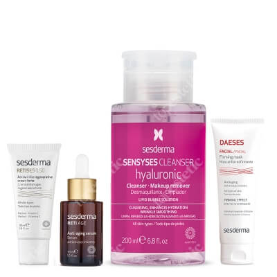 Sesderma Pielęgnacja Przeciwzmarszczkowa z Retinolem ZESTAW Serum przeciwzmarszczkowe 30 ml + Krem przeciwzmarszczkowy 30 ml + Maseczka liftingująca 75 ml + Płyn oczyszczający 200 ml