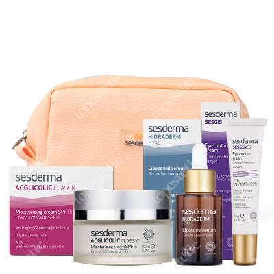 Sesderma Pielęgnacja Rewitalizująca ZESTAW Krem nawilżający 50 ml + Serum 30 ml + Krem kontur oczu 15 ml + Kosmetyczka 1 szt