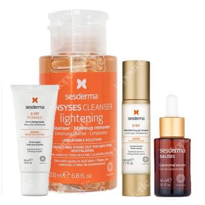 Sesderma Pielęgnacja Rozświetlająca ZESTAW Krem żel 50 ml + Serum liposomowe 30 ml + Płyn oczyszczający do skóry z przebarwieniami 200 ml + Rewitalizująca maska 30 ml