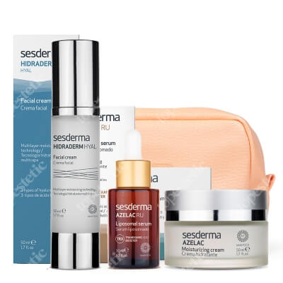 Sesderma Pielęgnacja Skóry z Przebarwieniami ZESTAW Krem nawilżający do twarzy 50 ml + Serum liposomowe 30 ml + Emulsja 50 ml + Kosmetyczka pomarańczowa 1 szt