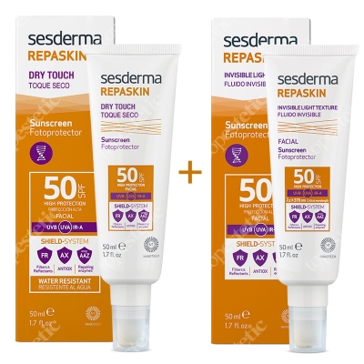 Sesderma Repaskin Dry Touch SPF 50 + Repaskin Fluido Invisible ZESTAW Krem ochronny SPF50 50 ml + Krem-żel SPF50 50 ml