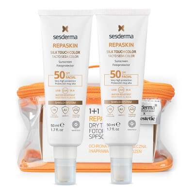 Sesderma Repaskin Dry Touch SPF 50 x 2 ZESTAW Krem ochronny SPF50, 50 ml x 2 + Kosmetyczka