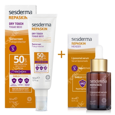 Sesderma Repaskin Dry Touch SPF50 + Repaskin Mender Serum ZESTAW Krem ochronny SPF50 50ml + Serum 30ml