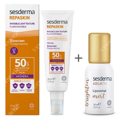 Sesderma Repaskin Fluido Invisible + Azelac Ru Liposomal Mist ZESTAW Krem-żel SPF50 50 ml + Mgiełka depigmentująca 30 ml