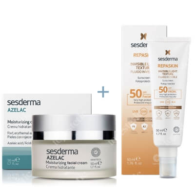 Sesderma Repaskin Fluido Invisible + Azelac ZESTAW Krem-żel SPF50 50 ml + Krem nawilżający do twarzy 50 ml